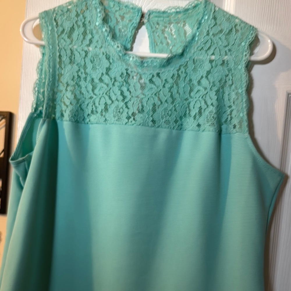Lace Detail Sleeveless Top - Teal